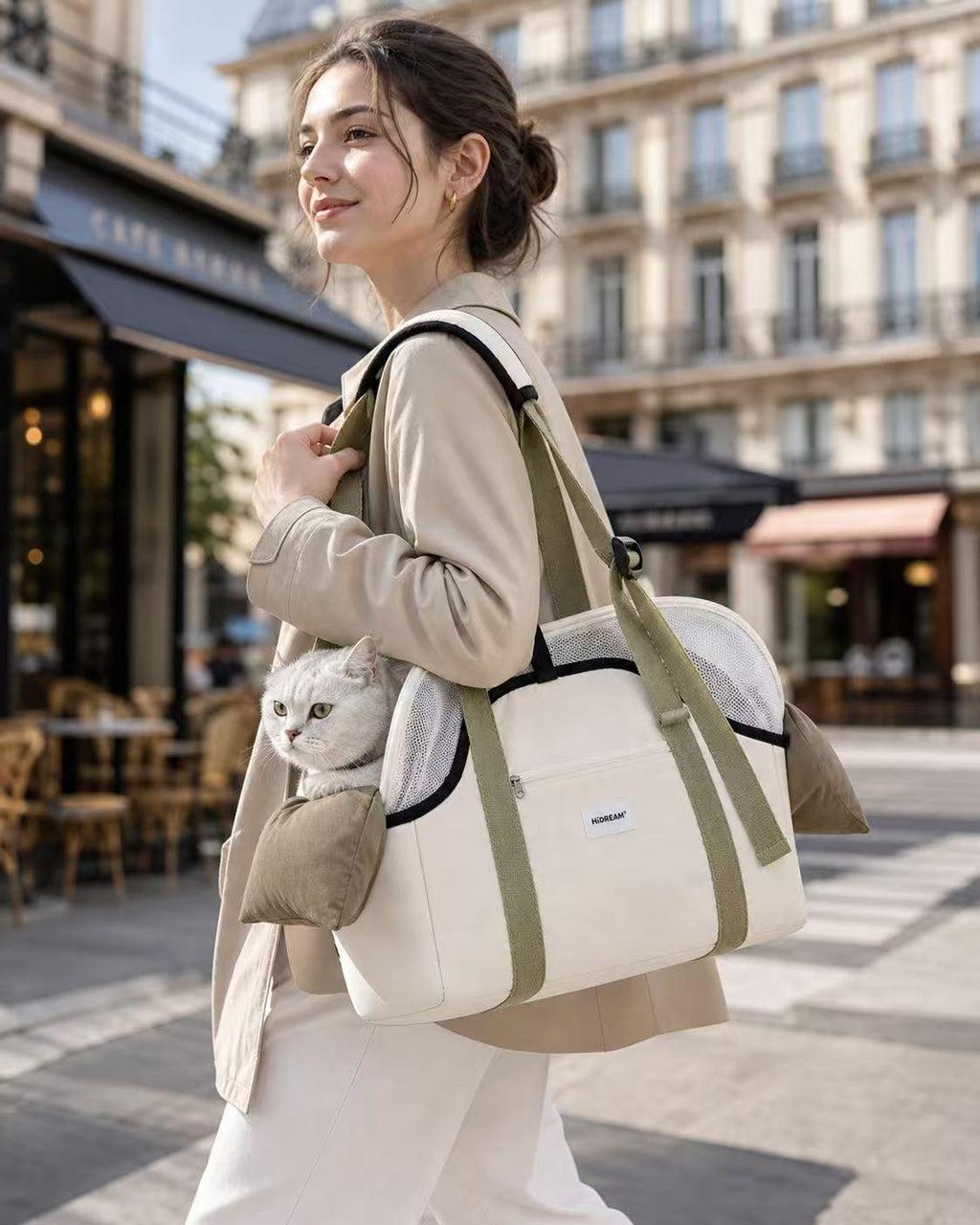 Fashion pet shoulder bag for city walks and train trips, premium carrier for cats and small dogs and best gift for stylish pet parents