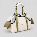 Premium fashion pet shoulder carrier bag in almond cream and truffle green, stylish soft-sided travel bag for cats and small dogs and best gift for pet parents in Europe