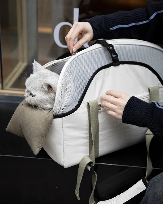 Premium shoulder pet carrier for cats and small dogs with soft roomy interior, fashionable everyday travel bag and best gift for pet parents