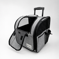Premium 3-in-1 wheeled pet carrier backpack in heather gray, stylish and breathable travel bag for cats and small dogs, perfect luxury gift for pet parents in Europe.
